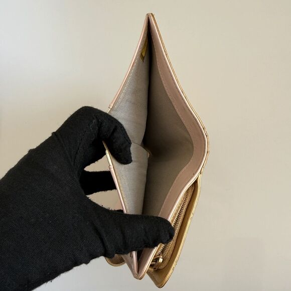 Chanel gold quilted lambskin leather bifold wallet authentic with COA - Picture 9 of 9